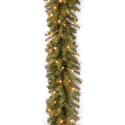 National Tree 9 Foot by 10 Inch Norwood Fir Garland with 50 Clear Lights