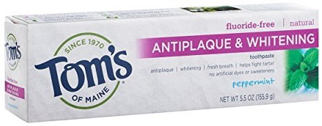 Tom's of Maine Fluoride-Free Antiplaque and whitening Toothpaste, Peppermint, 5.5 oz