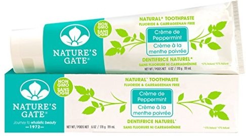 Nature's Gate Natural Toothpaste, Creme de Peppermint, Fluoride Free, Vitamin C; Vegan, Non GMO, Carageenan Free, Gluten Free, Soy Free, Paraben Free, Cruelty Free, 6...  