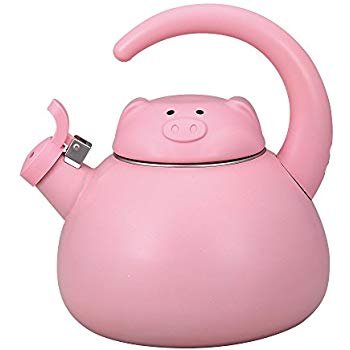 Gourmet Art Pink Pig Enamel-on-Steel Whistling Kettle