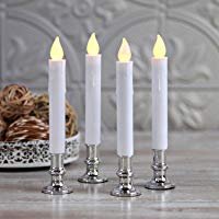 LampLust Flameless Taper Window Candles with Removable Silver Holders