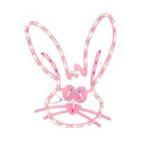 Lighted Pink Bunny Head Easter Window Silhouette Decoration