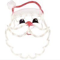 Impact Innovations 18" Lighted Santa Claus Face Christmas Window Silhouette Decoration, Red