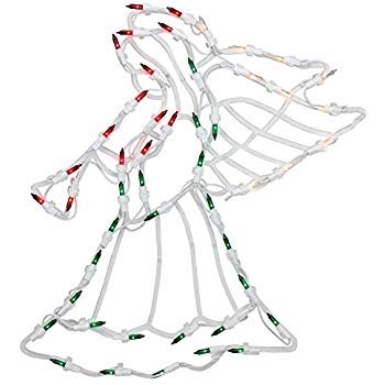 Northlight 18" Lighted Red, White and Green Angel Christmas Window Silhouette Decoration