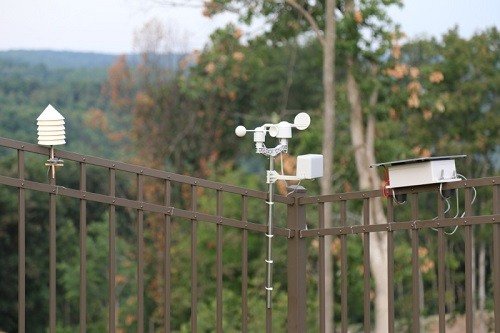 Weather station on the fence